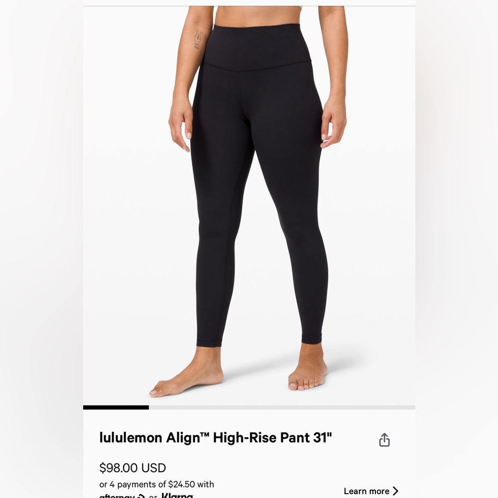 Lululemon Align 31 black leggings size 2